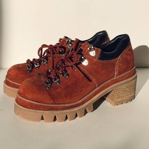 Jeffrey Campbell Shoe Rust Suede Lug Sole Padded